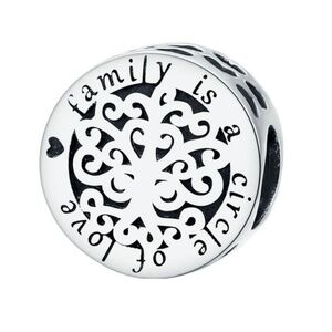 Sterling Silver 'Family Is a Circle of Love' Celtic Knot Round Charm